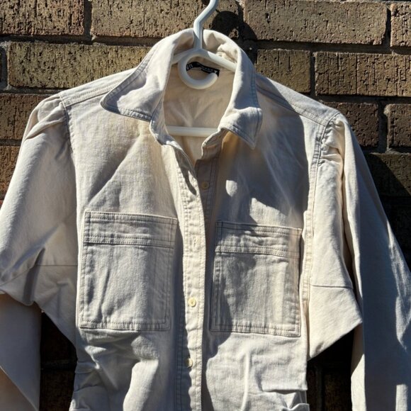 Zara Cream Utility Shirt Dress – Button Front - Picture 2 of 3